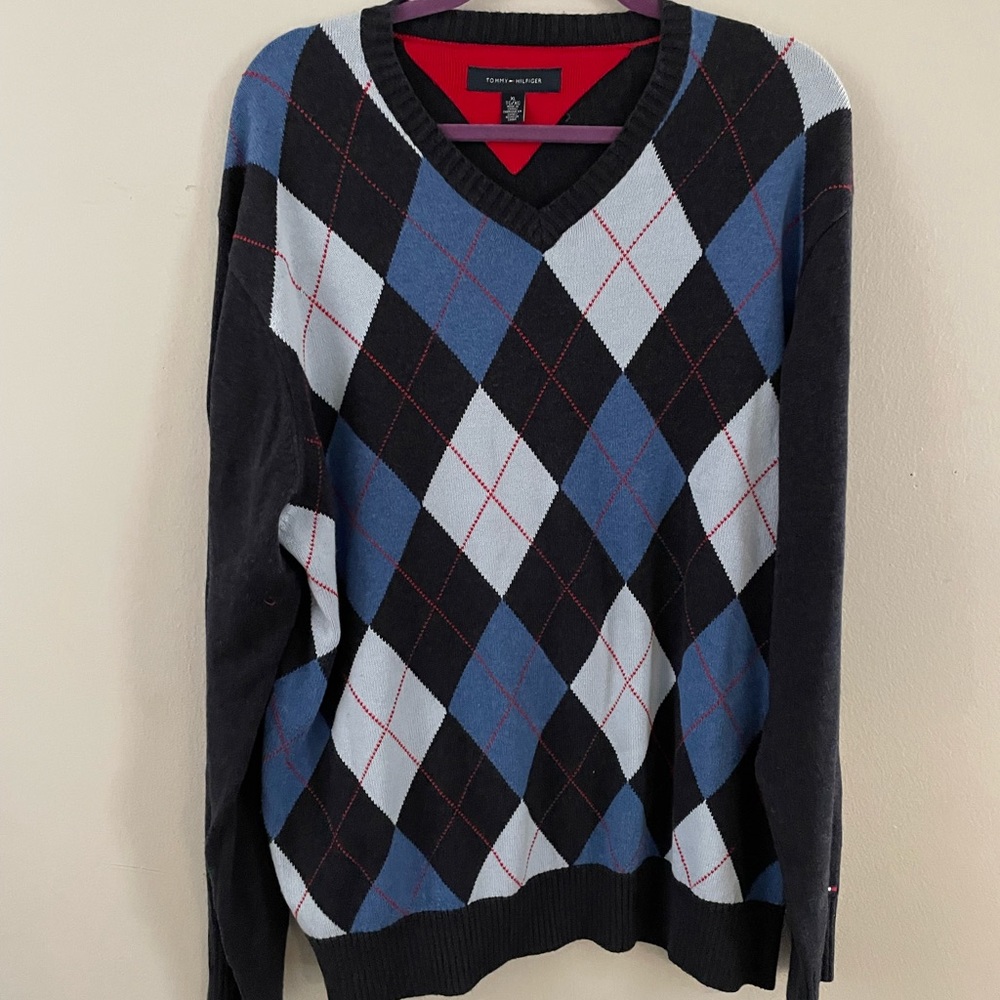 Tommy Hilfiger checkered sweater XL mens
